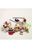 Renkli Desenli Taç Toka Bandana Set