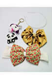 Renkli Desenli Taç Toka Bandana Set