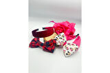 Renkli Desenli Taç Toka Bandana Set