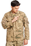 Jandarma col Kamuflaj Renkli Uzun Kollu Cepli Taktik Gomlek Long Sleeve Camouflage
