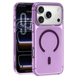 CaseOnn Apple iPhone 18 Pro Kılıf MagSafe Özellikli Sararmaz Kristal Sert Mika Kapak Mor