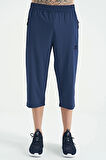 TOMMY LIFE INDİGO Bağcıklı Standart Kalıp Fermuar Cepli Kapri 83096