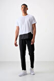 Siyah Polyester İnce Yumuşak Comfort Fit Erkek Eşofman Alt - 82119