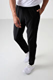 Siyah Polyester İnce Yumuşak Comfort Fit Erkek Eşofman Alt - 82119