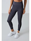 Tommy Life Antrasit Polyester Esnek Standart Fit Performans Kadın Tayt Takım 95332