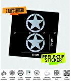 2'li Büyük Boy Eskitilmiş Askeri Yıldız Seti Reflektif Sticker Çınar Extreme 