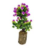 Bonsai Dekoratif Yapay Ağaç Lila Güllü Top Kafalı Bonzai 30CM