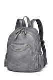 Barcelona Çok Cepli Günlük Orta Boy Kadın Kaliteli Sırt Çantası 1906 Gri