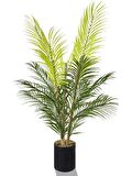 Yapay Çiçek Areka Ağacı Palmiye Ağacı Bambu Saplı Siyah Saksılı Salon Çiçeği 18 Yaprak 85 cm