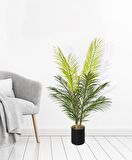 Yapay Çiçek Areka Ağacı Palmiye Ağacı Bambu Saplı Siyah Saksılı Salon Çiçeği 18 Yaprak 85 cm