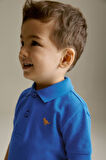 Next Baby % 100 Pamuklu Saks Mavi Polo Yaka Şortlu Alt Üst Takım
