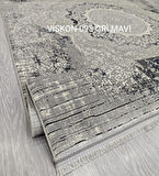 Decoser Viskon Koleksiyonu Viskon Akrilik dokuma Bambu Halı DH093 Gri Mavi