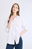 Oversize Geniş Kalıp Basic Düz Oxford Uzun Kollu %100 Pamuk Gömlek