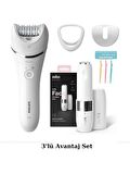 Philips 8000 BRE700 Serisi Islak/Kuru Epilasyon Aleti Cihazı - Braun Mini Tüy Alma Makinesi - Kaş Usturası 3'lü Set