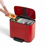 Brabantia Çöp Kutusu İki Bölmeli Kırmızı 11+23 Lt Bo Pedal Bin 121166