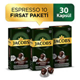 Jacobs Espresso 10 Intenso Nespresso Uyumlu Alüminyum Kapsül Kahve 10 Adet X 3 Paket