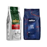 Lavazza Crema E Aroma Çekirdek Kahve 1 kg + Jacobs Banquet Medium Espresso Beans Çekirdek Kahve 1 kg