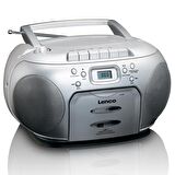 LENCO SCD-420 SI - TAŞINABİLİR Müzik Seti FM RADYO CD KASET ÇALAR Gümüş