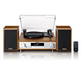 LENCO MC-160 WD PİKAP Hİ-Fİ STEREO SETİ BLUETOOTHLU DAB+ FM RADYO USBLİ MP3 KAYIT ÖZELLİKLİ MÜZİK SETİ PLAKÇALAR AHŞAP