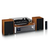 LENCO MC-660 PİKAP Hİ-Fİ SETİ BLUETOOTHLU İNTERNET DAB+ RADYO CD MP3 MÜZİK SETİ AT-3600 Plak Çalar Gümüş/Ahşap