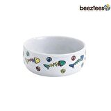 Beeztees Porselen Kılçık Desenli Kedi Yaş ve Kuru Mama Kabı 325 Ml 11 Cm