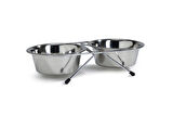 Beeztees Köpek İkili Mama Su Kabı, Paslanmaz Çelik, 13cm, 2x450ml