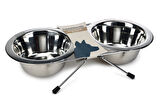 Beeztees Köpek İkili Mama Su Kabı, Paslanmaz Çelik, 13cm, 2x450ml