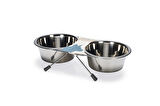 Beeztees Köpek İkili Mama Su Kabı, Paslanmaz Çelik, 16cm, 2x900ml