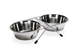 Beeztees Köpek İkili Mama Su Kabı, Paslanmaz Çelik, 20cm, 2x1800ml