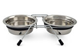 Beeztees Köpek İkili Mama ve Su Kabı, Paslanmaz Çelik, Sessiz&Kaymaz, 13cm, 2x380ml