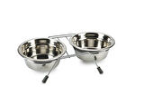 Beeztees Köpek İkili Mama ve Su Kabı, Paslanmaz Çelik, Sessiz&Kaymaz, 16cm, 2x800ml