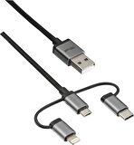 Trust 22693 3'ü1 Arada Şarj ve Senkronizasyon Kablosu (Lightning-Micro USB-Type C)