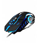  Oyuncu Mouse  Pc- Laptop Işıklı Oyuncu Mouse Gaming Usb Kablolu Siyah 1600 Dpi