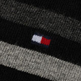 Erkek Marka Logolu Streç Pamuklu Çizgili Tek Dikiş Tasarımlı Kaburga Örgülü Manşetli Siyah Çorap SOM4720010-200