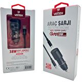 4.1A 38W PD To TYPE-C Metal Araç Şarj Aleti Veltex VTX102