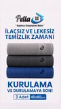 Pella Classic 3'lü Mikrofiber Temizlik Bezi, Cam, Araba, Mutfak, Fiber Temizleme Bezi (40 X 60 Cm)