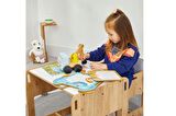 Minera 2-4 Yaş Kumru Ahşap Montessori Çocuk Oyun, Çalışma ve Aktivite Masası ve Sandalyesi