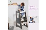 Minera Ahşap Montessori Öğrenme Kulesi / 2-6 Yaş / Antrasit