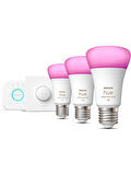 Philips Hue WCA 9-75W E27 Renkli Akıllı Ampul 3'lü Başlangıç Seti (Butonlu) OUTLET