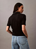 Calvin Klein Gömlek Yaka Düz Siyah Kadın Bluz LV044B208GUB1