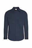 Erkek Uzun Kollu Slim Fit Gömlek - Lacivert | XS