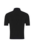 Calvin Klein Jeans Polo Yaka Standart Düz Siyah Kazak Kadın LV047AB304UB1