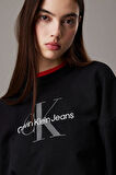 Kadın Ck Monologo French Terry Relaxed Sweatshirt - Siyah | L