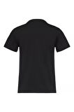 Kadın Regular Fit Bisiklet Yaka Monogram Nakışlı T-shirt - Siyah | XS
