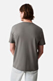Erkek Nakış Logolu Supima Pamuklu T-Shirt - Gri | L