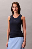 Calvin Klein Jeans Kadın Modal Fitilli Mavi Bluz LV044C900G-CEF