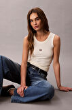 Calvin Klein Jeans Kadın Modal Fitilli Beyaz Bluz LV044C900G-PBA