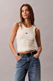 Calvin Klein Jeans Kadın Modal Fitilli Beyaz Bluz LV044C900G-PBA