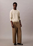 Calvin Klein Bisiklet Yaka Normal Haki Erkek Kazak LV040BM343LL5_LS SUPIMA COTTON CREW