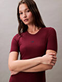 Calvin Klein Jeans A - MODAL RIB SS DRESS Kadın Kırmızı Elbise LV044C902G-VLP